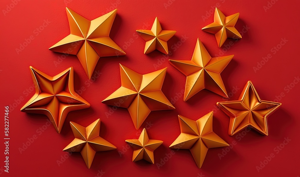 Poster a group of gold stars on a red background with a red background and a red background with a red back