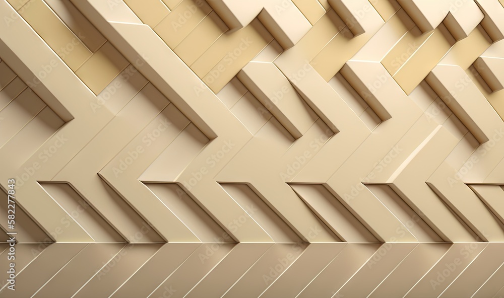 Poster a wall with a pattern made of lines and squares on it's side, with a light brown background and a li