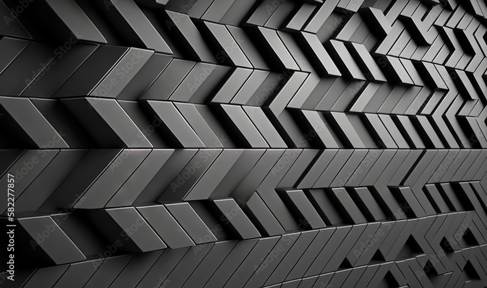 Aufkleber a black and white photo of a wall with many different shapes and sizes of blocks on it's sides and a