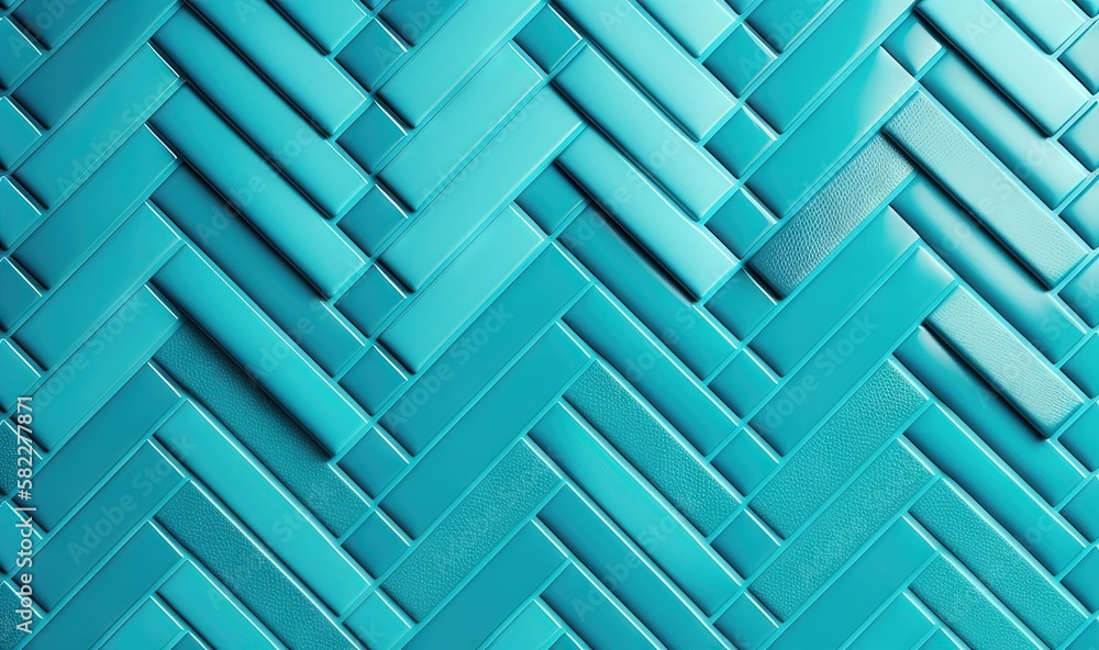 Poster a close up of a blue wall with a pattern of squares and rectangles on the surface of the wall and th