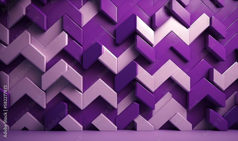 Aufkleber an abstract purple background with a lot of different shapes and sizes of arrows in the center of th
