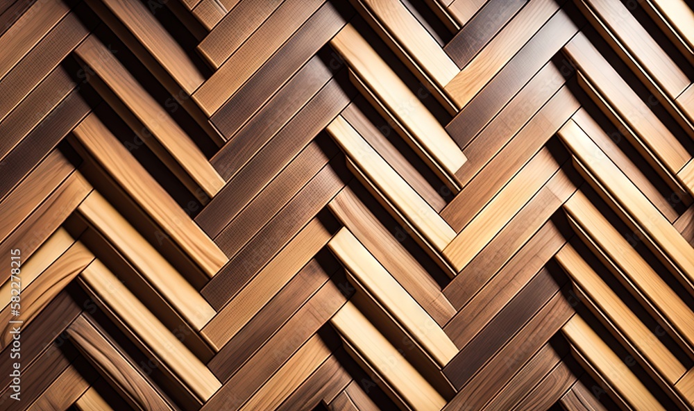 Poster a wooden wall with a pattern of wood strips on it's sides and a black background with a white stripe