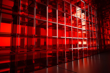 abstract red glass background with squares, created with generative ai
