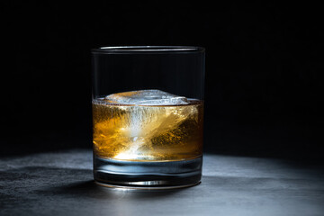 Alcohol double malt beverage whiskey in a glass