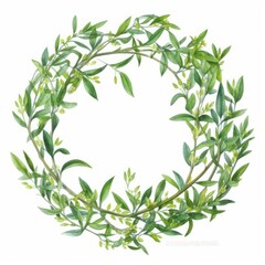 Obraz premium A digital watercolor illustration of a circle of spring flowers and greenery. Generative AI.