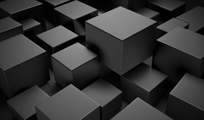  a bunch of cubes that are all black and white in color and size, with one cube in the middle of the picture and one in the middle of the middle of the picture.  generative ai