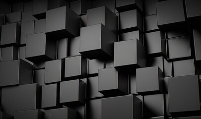 a black and white photo of a bunch of cubes on a wall with a clock on the top of it and a clock on the bottom of the wall.  generative ai