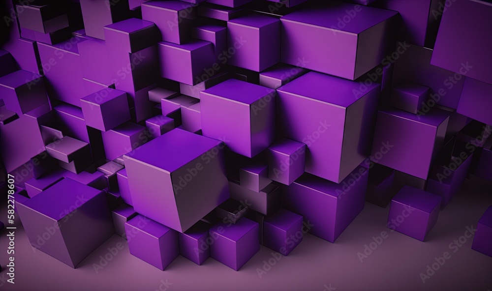 Poster a purple background with lots of cubes in the middle of it and a purple background with lots of cube