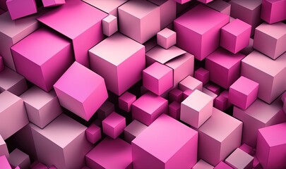  a large group of pink cubes are shown in this image of a computer generated image of cubes in pink and pink tones, with a black background.  generative ai