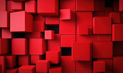  a red background with many cubes of different sizes and sizes of cubes in the center of the image, with a black center in the middle of the middle of the image.  generative ai