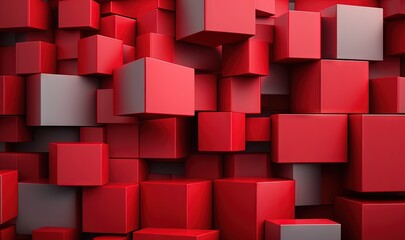  a bunch of red cubes are stacked up in a wall of red and grey cubes that are stacked up in the same direction.  generative ai