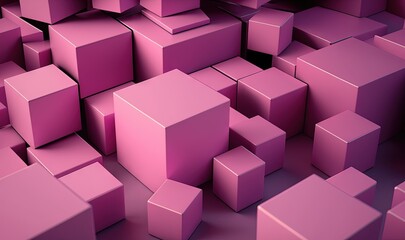  a large group of pink cubes are shown in this image with a purple background and a black background with a red one in the middle of the cubes.  generative ai