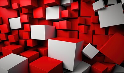  a bunch of red and white cubes with one white cube in the middle of the picture and one white cube in the middle of the picture.  generative ai