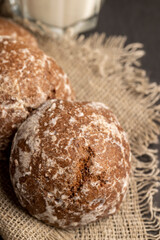Fresh chocolate gingerbread on the kitchen table