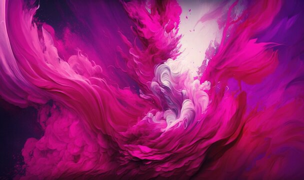  a painting of a pink and purple swirl on a black background with a white and pink swirl in the center of the image and a black background.  generative ai