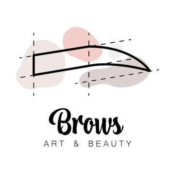 Eyebrow Scheme. Trimming. Brow Bar Vector Logo For Beauty Studio. Brow Design. Eyebrow Coloring And Laminating