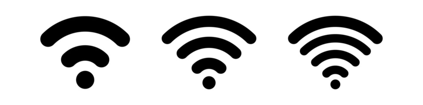 Wi-Fi vector symbol. Internet connection sign. Wireless icon. Wi-Fi illustration set. 