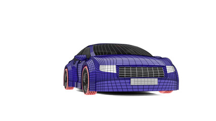 sports car wireframe made in 3d