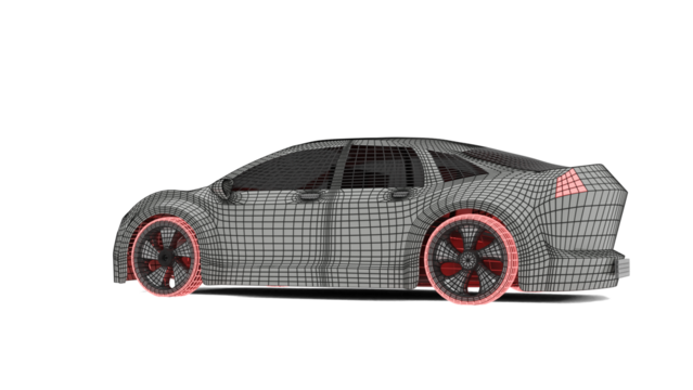 sports car wireframe made in 3d