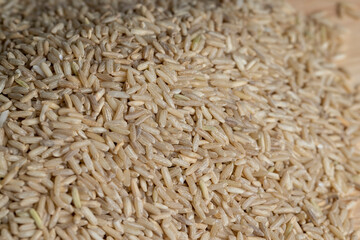 Unprocessed healthy dark rice, close up