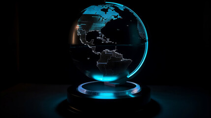 glass globe on black background