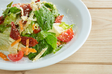 summer diet salad on a white plate