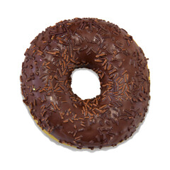 Donut with chocolate sugar glaze isolated on a white background.