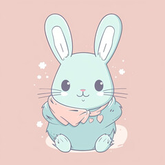Hippity Hoppity: Cute Easter Bunny Illustration, Generated by Generative AI