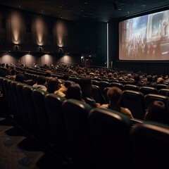 people on a movie theater, cinema auditorium
