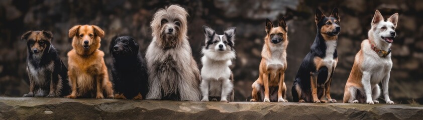 Group of dogs in forest