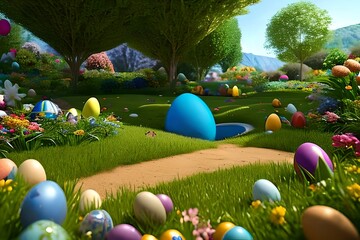 Easter Egg Hunt. AI-Generated