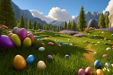 Easter Egg Hunt. AI-Generated