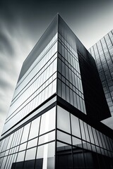 Urban Skyscraper: Steel Structure, Glass Facade & Corporate Business in a City: Generative AI