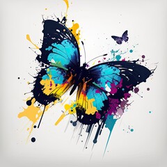 Vibrant Beauty: Abstract Artwork of a Colourful Butterfly: Generative AI