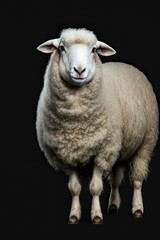 Young Sheep Isolated on Black Background â€“ A Nature View of Farm Animals and Agriculture. Generative AI