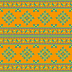 Green leaf seamless pattern in vector illustration design for mat, fabric, scarf, carpet, wrapping paper, tile and more