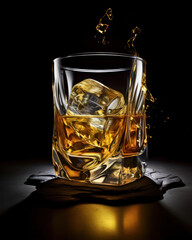 Sophisticated Sip: A Glass of Whiskey on the Rocks, Generative AI