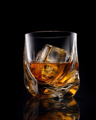 Sophisticated Sip: A Glass of Whiskey on the Rocks, Generative AI