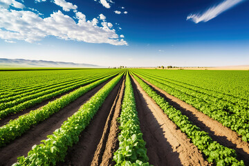 Fototapeta na wymiar a large field of crops on a sunny day, art illustration 