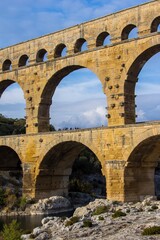 Roman aqueduct Pont du Gard in France.