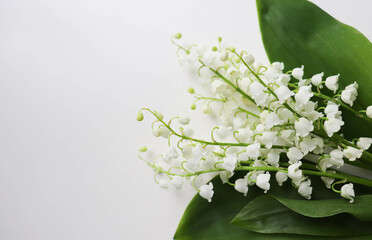 postcard layout. spring bouquet. small bouquet of lilies of the valley	