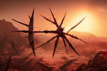 Gothic Red sunset in the desert  | Created using generative AI tools