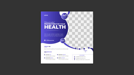 Medical healthcare service social media post template design. Hospital, doctor, clinic and dentist health business promotion flyer poster.