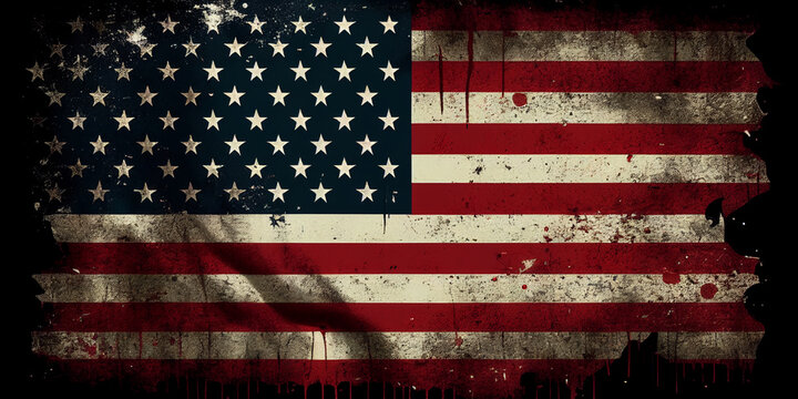 US style vintage flag. AI generated illustration