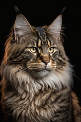 Portrait of Maine Coon, Cat, Generative AI