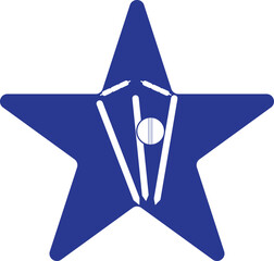 Cricket wickets and ball logo. Wicket and bails logo. Cricket championship logo. Cricket logo - obrazy, fototapety, plakaty