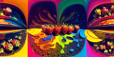 Photo of a delicious strawberry cake with vibrant colors