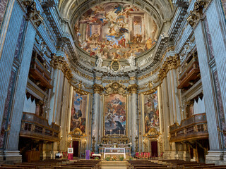 Fototapeta na wymiar The altar of the baroque church of S. Ignazio di Loyola in the Campo Marzio district of Rome, Italy 