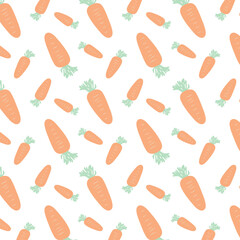 carrots and rabit pattern for easter. Baby cartoon vector in simple hand-drawn. endless pattern can be used for ceramic tile, wallpaper, linoleum, textile, web page background. whitout background