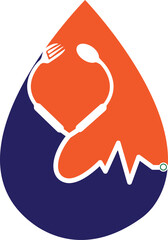 Medical food vector logo template. This design use stethoscope symbol. Suitable for health.
